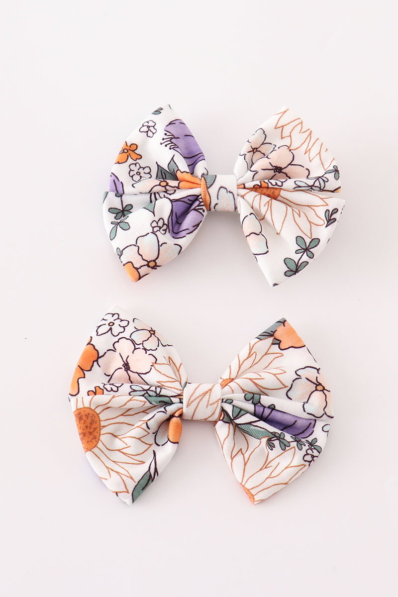 Chouchou à imprimé floral corail 2 pièces