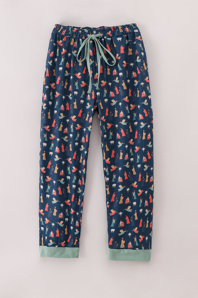 Pantalon de pyjama de Noël bleu marine pour maman