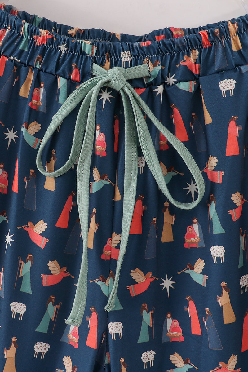 Pantalon de pyjama de Noël bleu marine pour maman