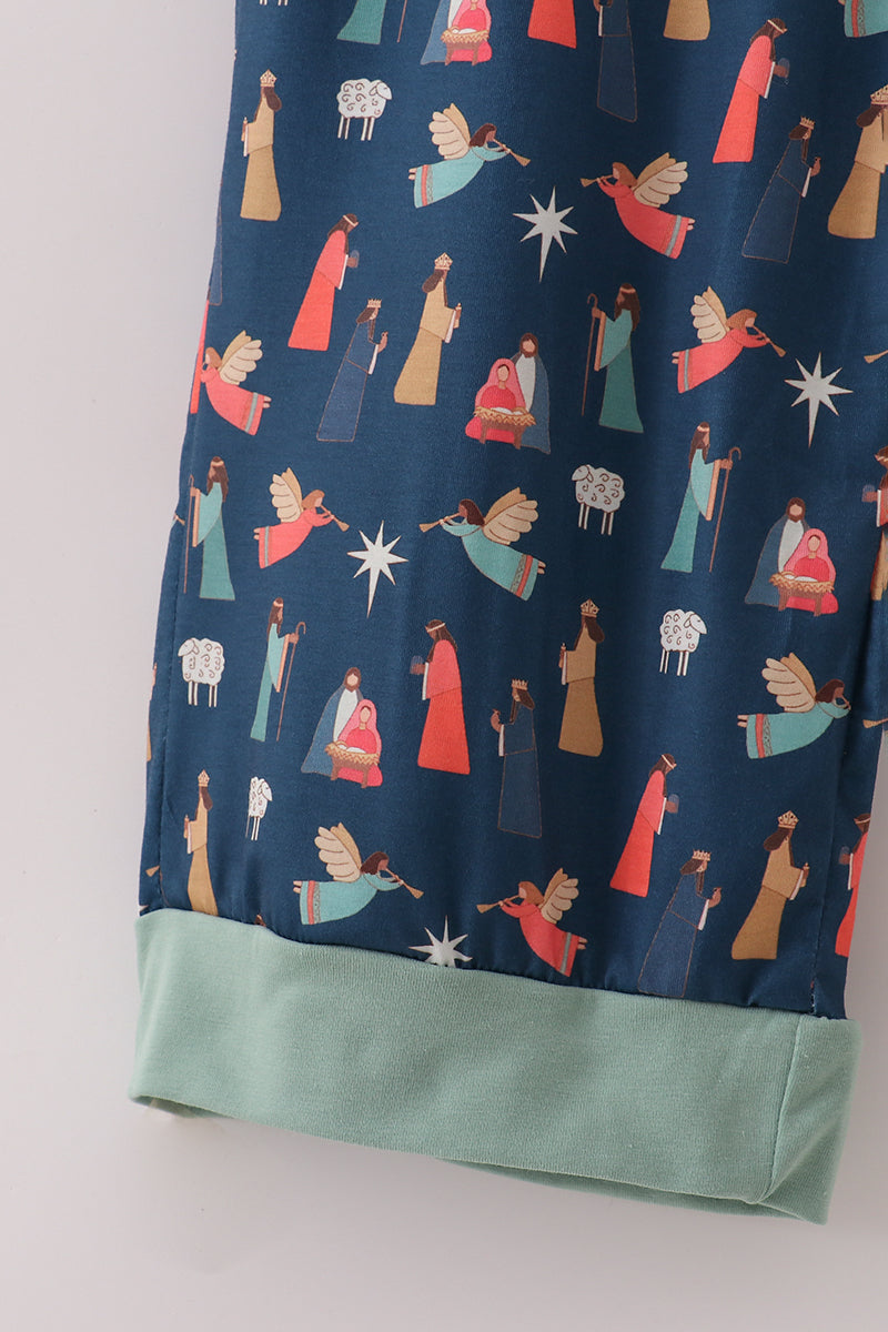 Pantalon de pyjama de Noël bleu marine pour maman