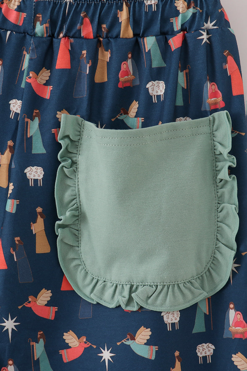 Pantalon de pyjama de Noël bleu marine pour maman