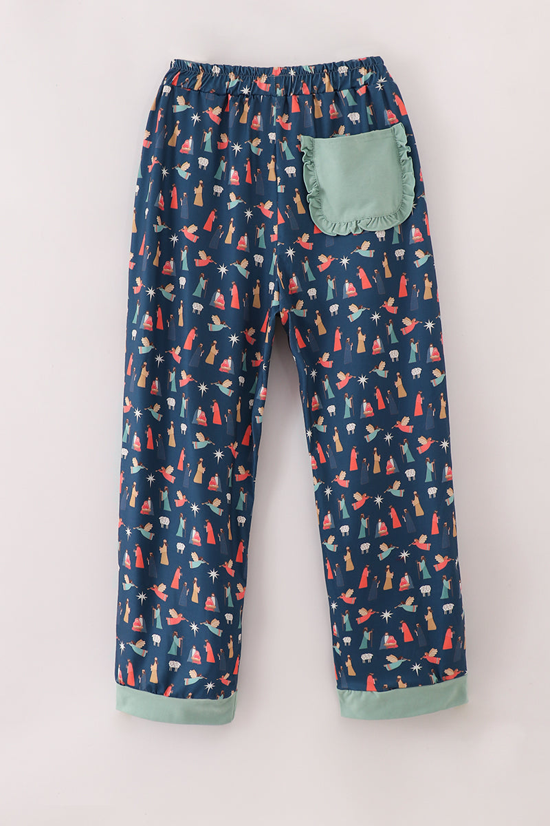 Pantalon de pyjama de Noël bleu marine pour maman