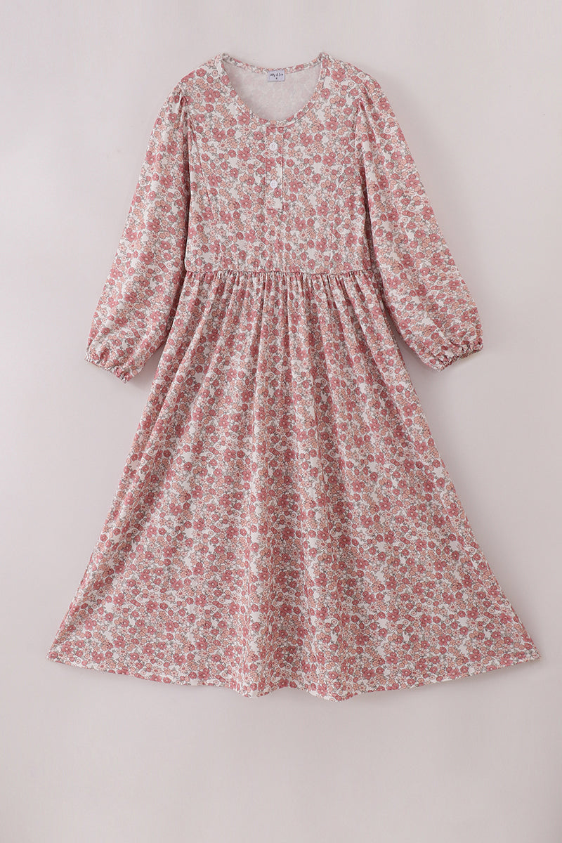 Robe assortie mère-fille à imprimé fleuri