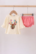 Ensemble bloomer à paillettes renne beige