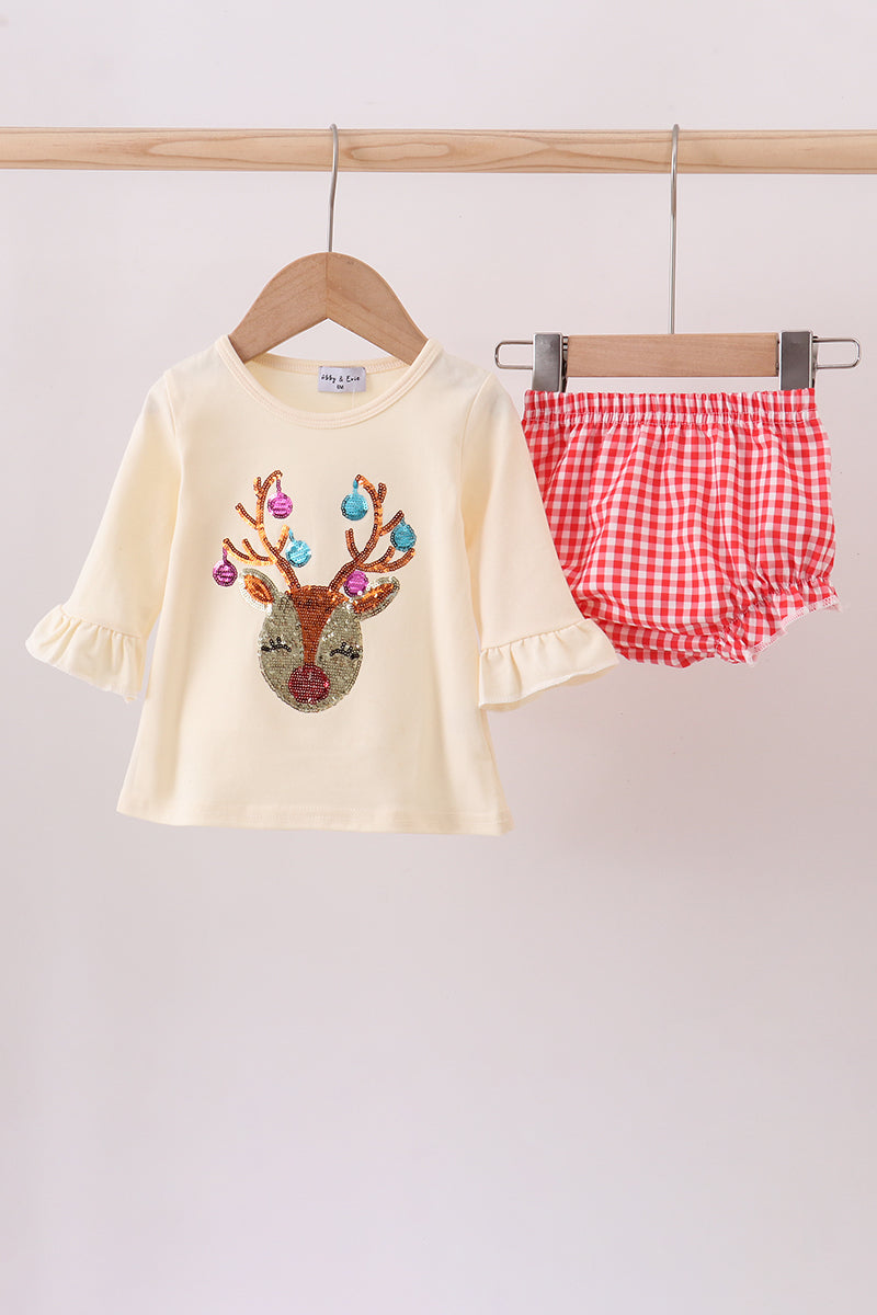 Ensemble bloomer à paillettes renne beige