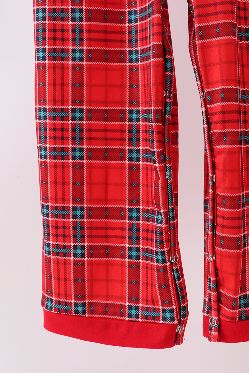Ensemble de combinaison pantalon à carreaux brodés d'arbre rouge