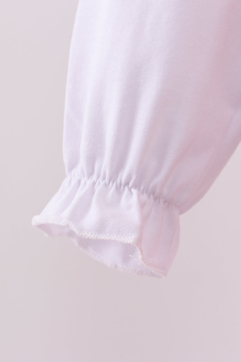 Ensemble salopette à carreaux volantée et broderie arbre rouge