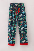 Pantalon de pyjama homme motif dinosaure vert