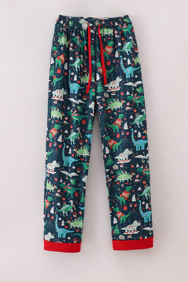 Pantalon de pyjama homme motif dinosaure vert