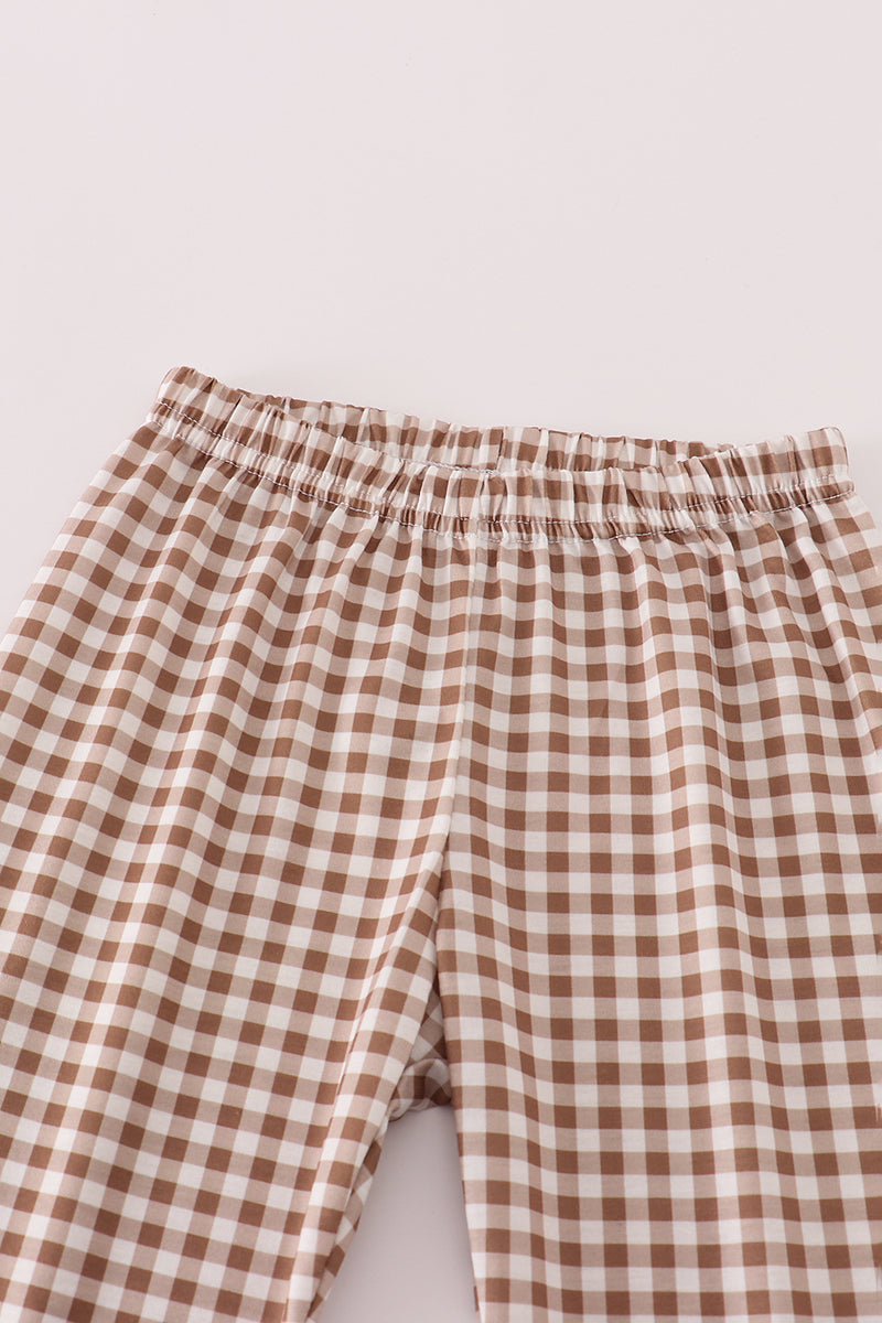 Ensemble pantalon vichy brodé cerf rouille