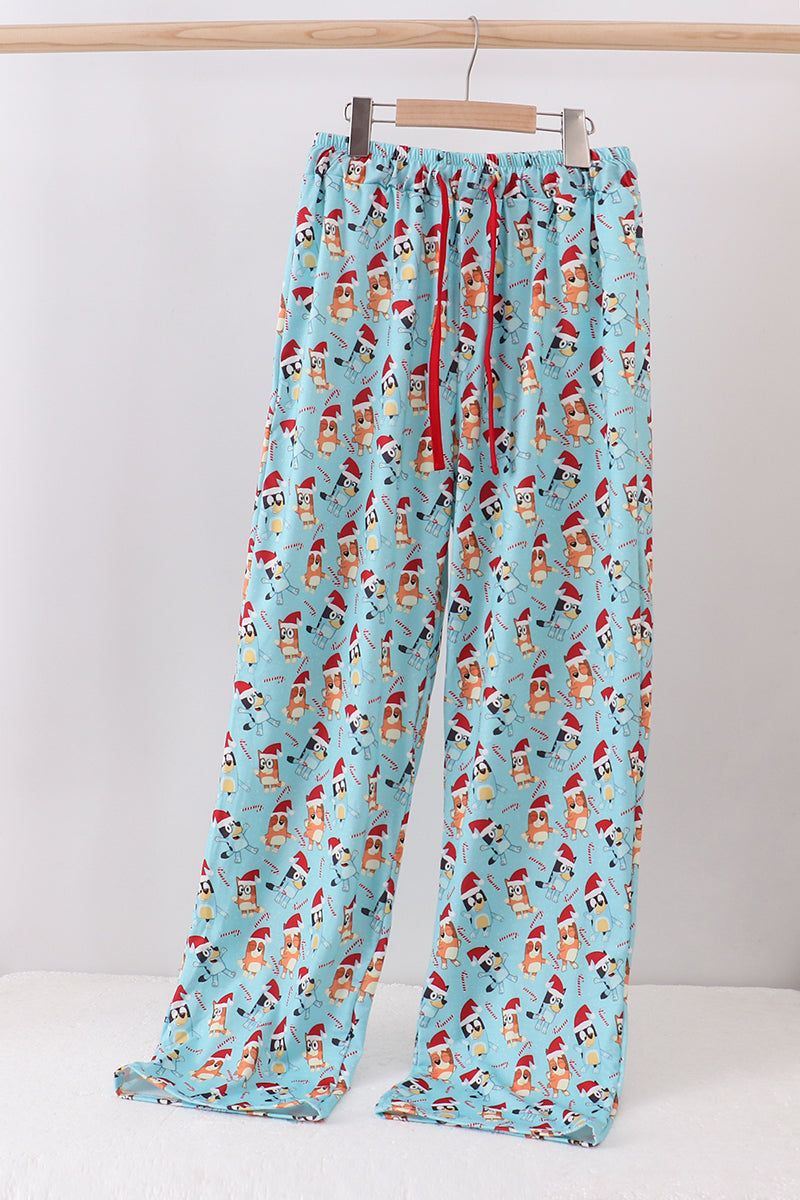 Pantalon de pyjama homme à motif personnage Noël bleu