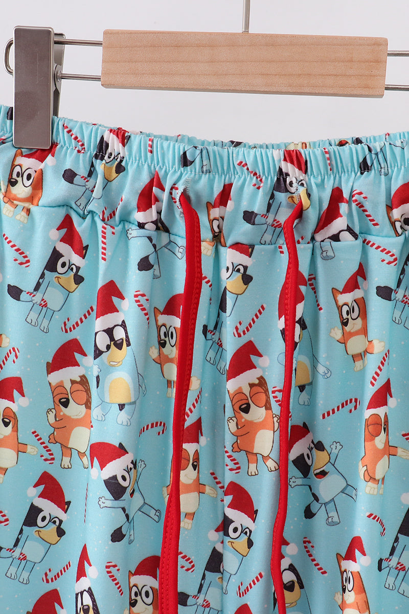 Pantalon de pyjama homme à motif personnage Noël bleu