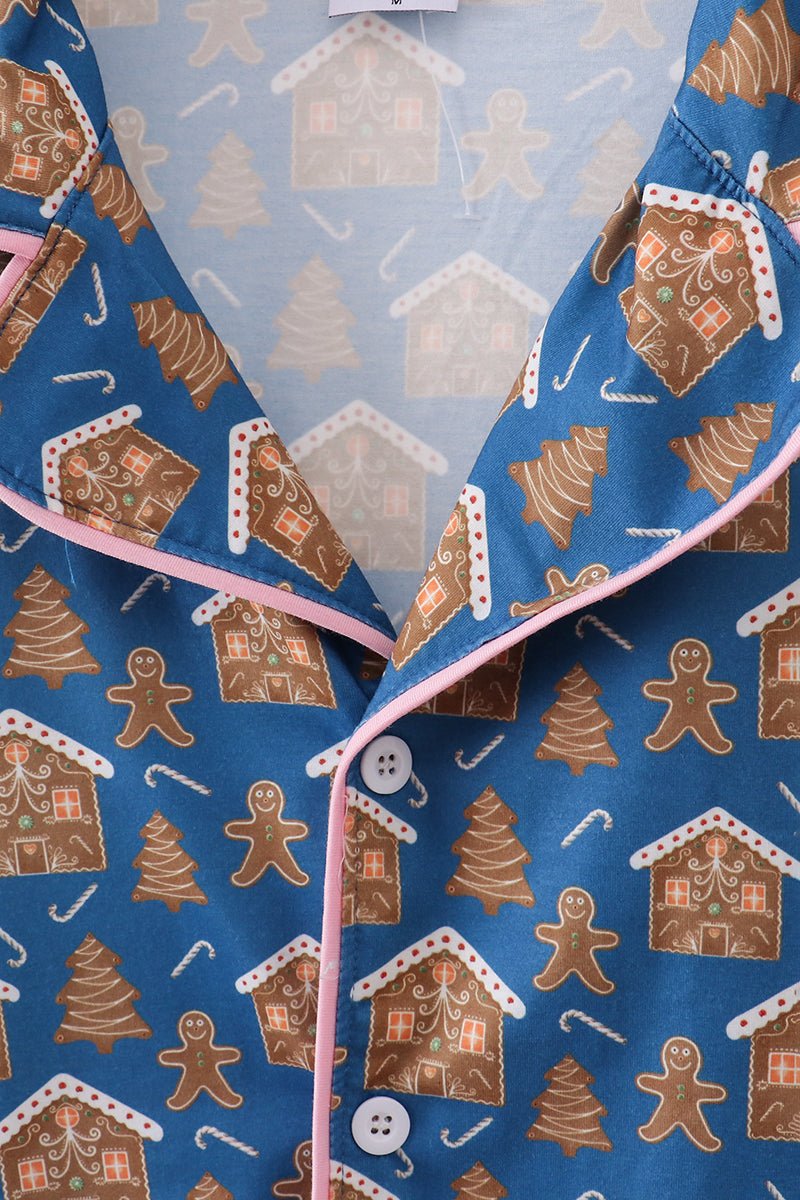 Robe de grossesse marine imprimé pain d'épices