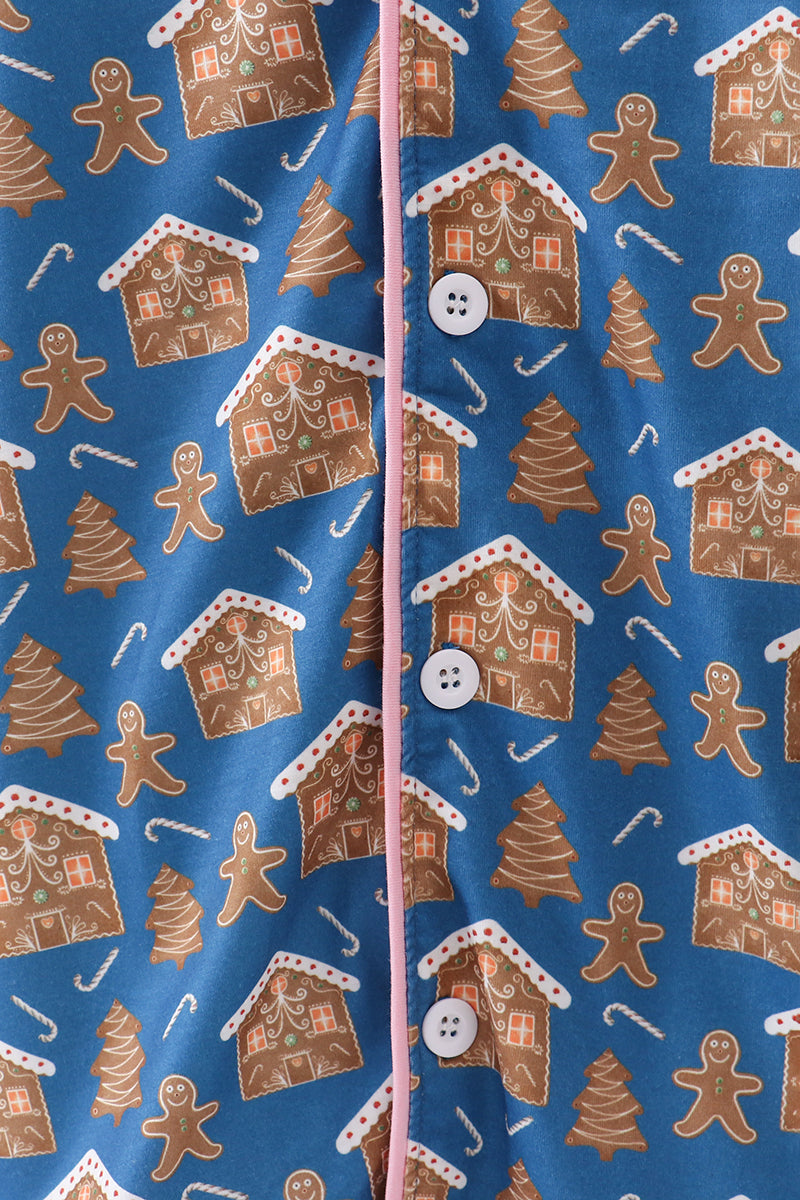 Robe de grossesse marine imprimé pain d'épices