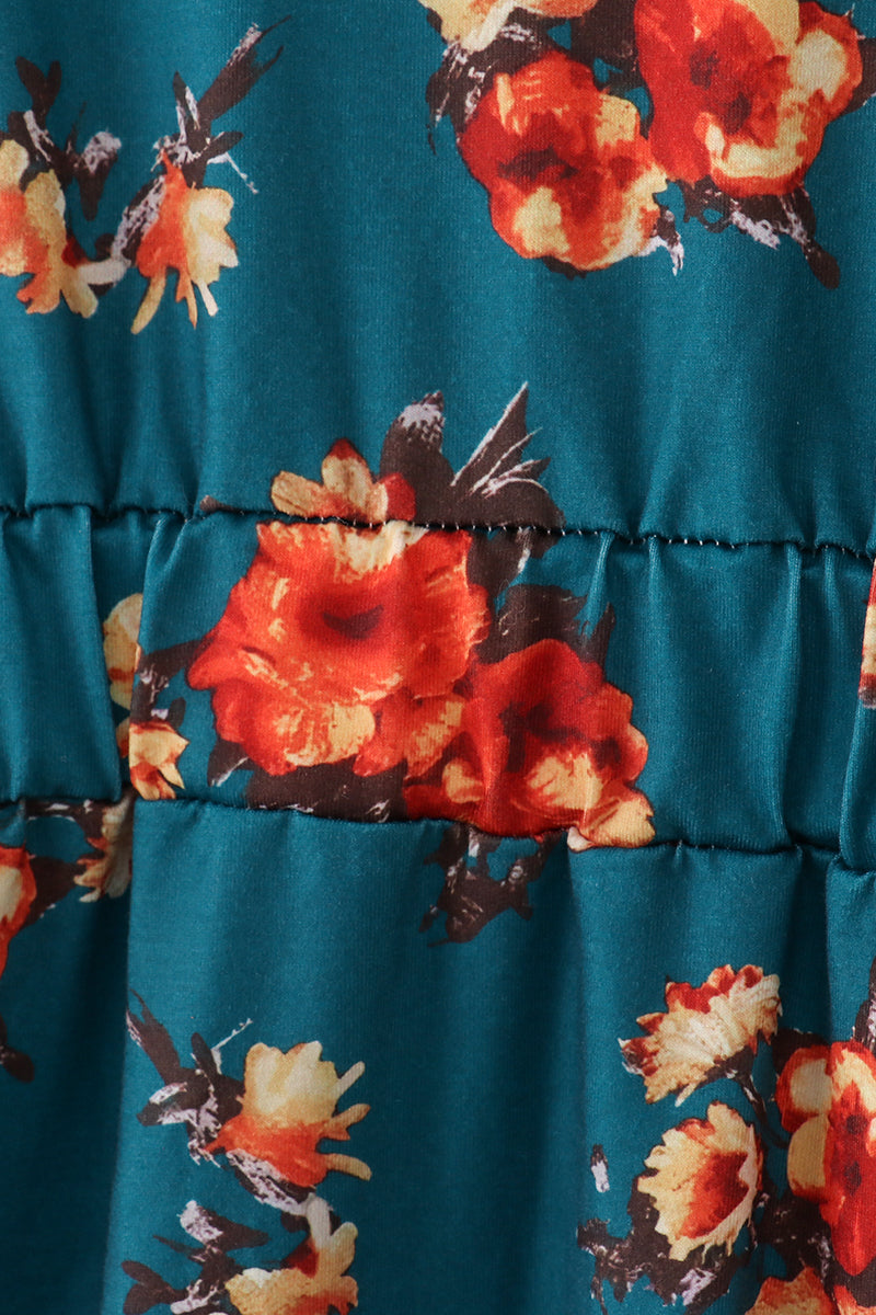 Robe imprimé floral vert assortie maman et moi