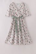 Robe de maman nœud papillon sauge