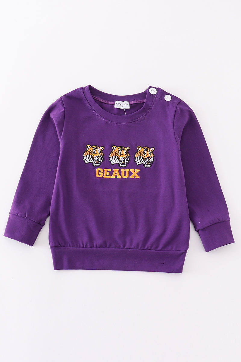 Haut enfant violet brodé