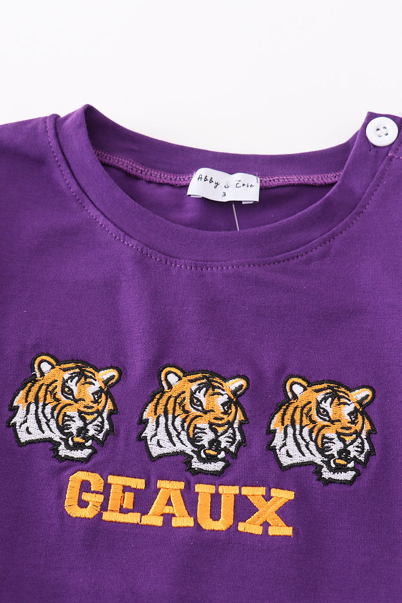 Haut enfant violet brodé
