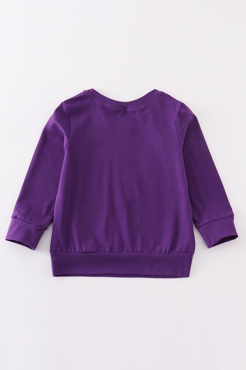 Haut enfant violet brodé