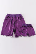 Jupes-shorts à paillettes violettes Mardi Gras mère-fille