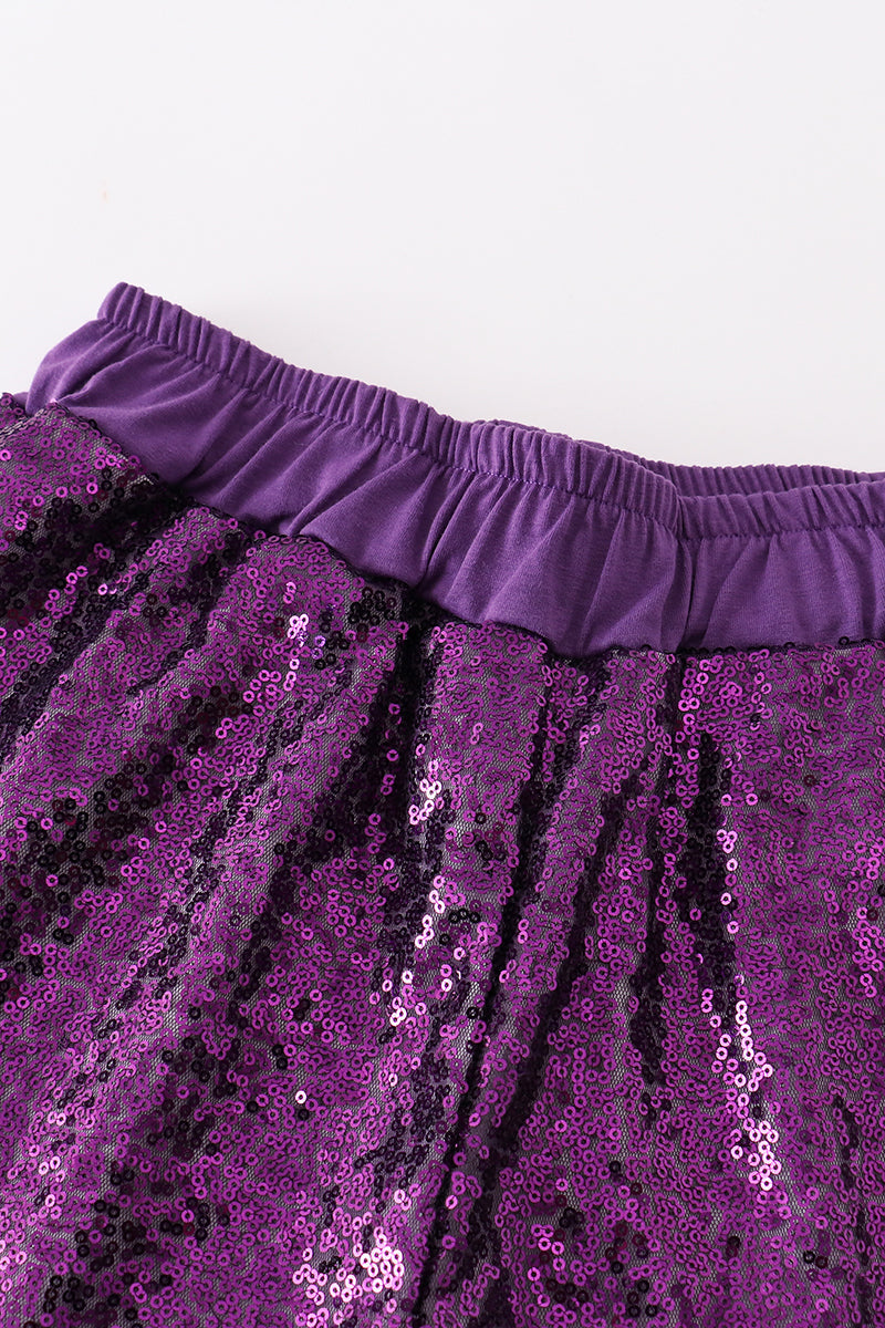Jupes-shorts à paillettes violettes Mardi Gras mère-fille