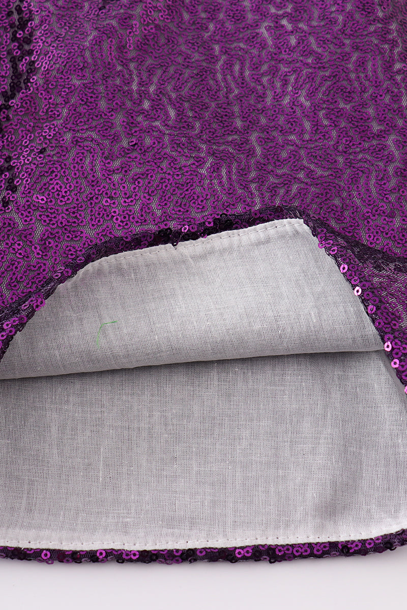 Jupes-shorts à paillettes violettes Mardi Gras mère-fille