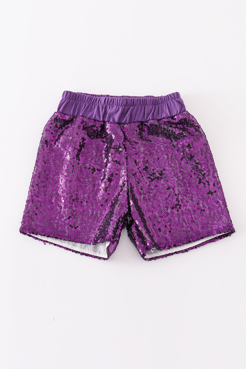 Jupes-shorts à paillettes violettes Mardi Gras mère-fille
