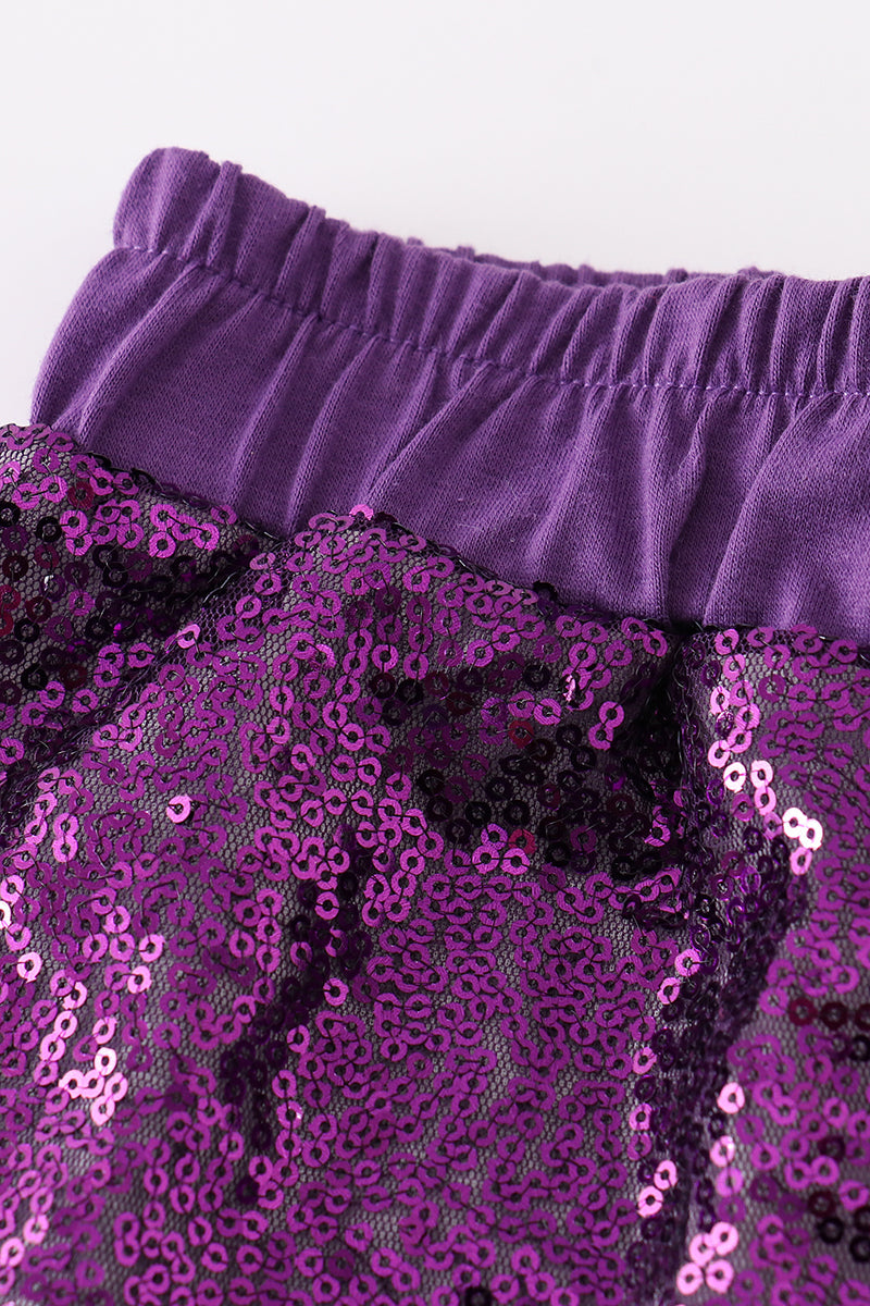 Jupes-shorts à paillettes violettes Mardi Gras mère-fille