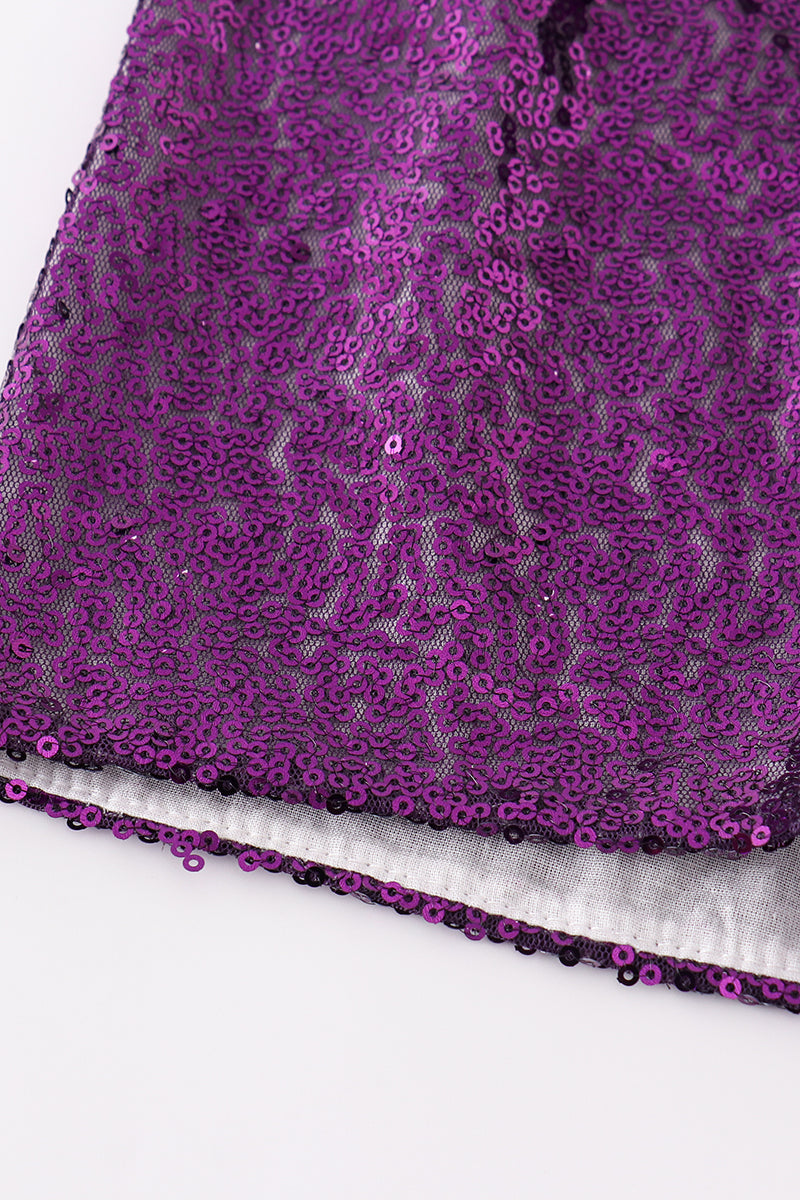 Jupes-shorts à paillettes violettes Mardi Gras mère-fille