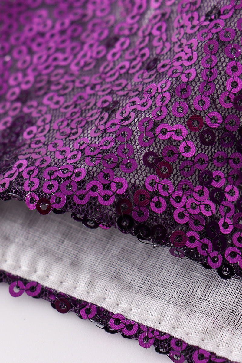 Jupes-shorts à paillettes violettes Mardi Gras mère-fille