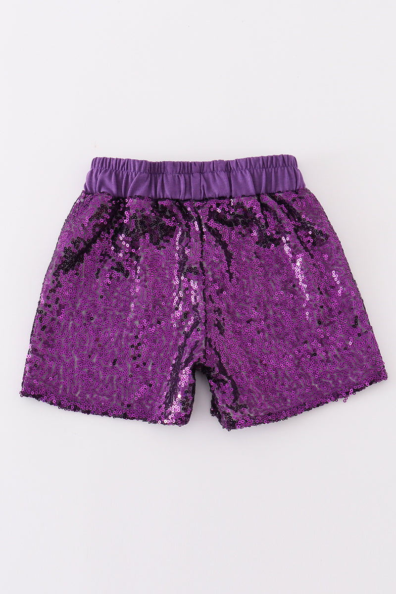 Jupes-shorts à paillettes violettes Mardi Gras mère-fille
