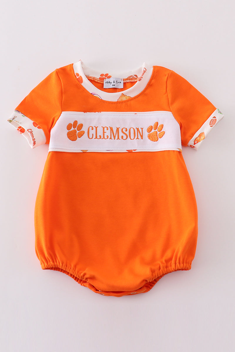 Barboteuse bébé brodée orange Clemson