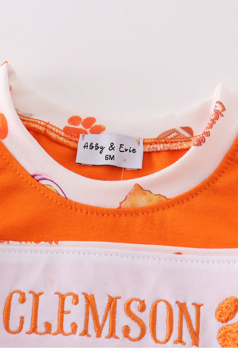 Barboteuse bébé brodée orange Clemson
