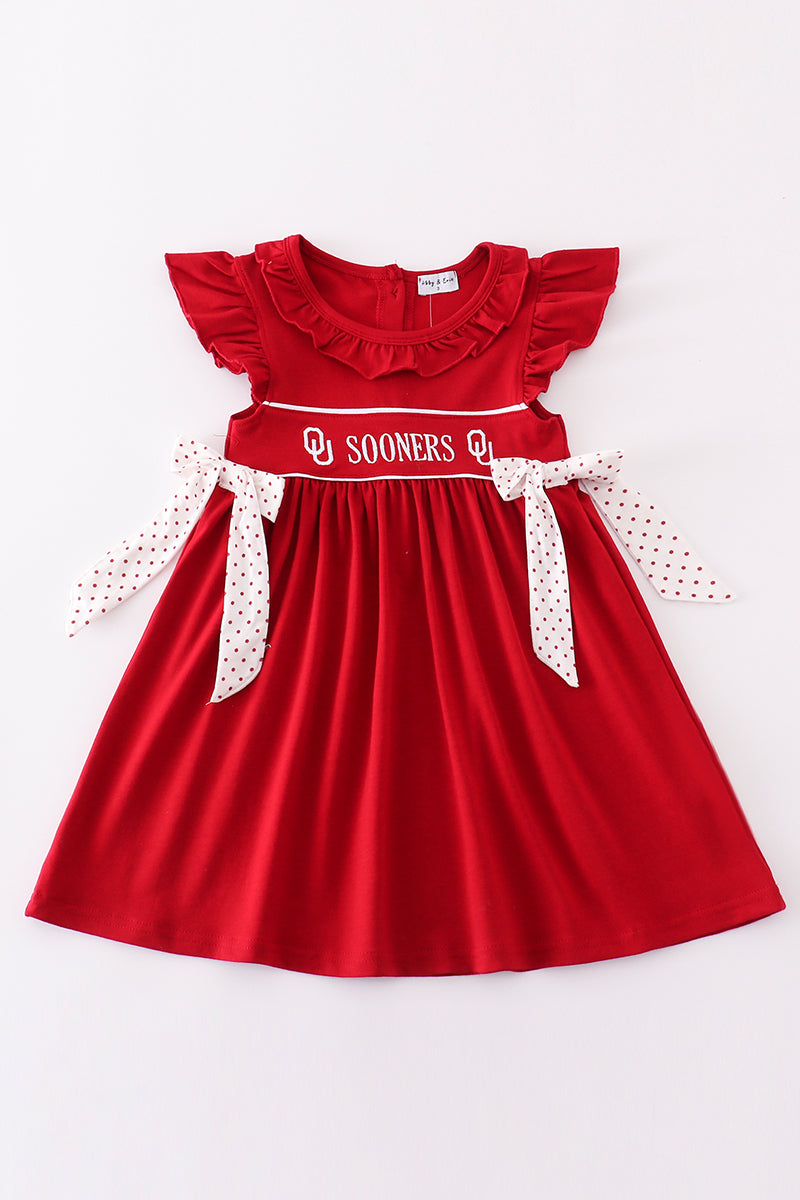 Robe brodée rouge Sooners pour fille