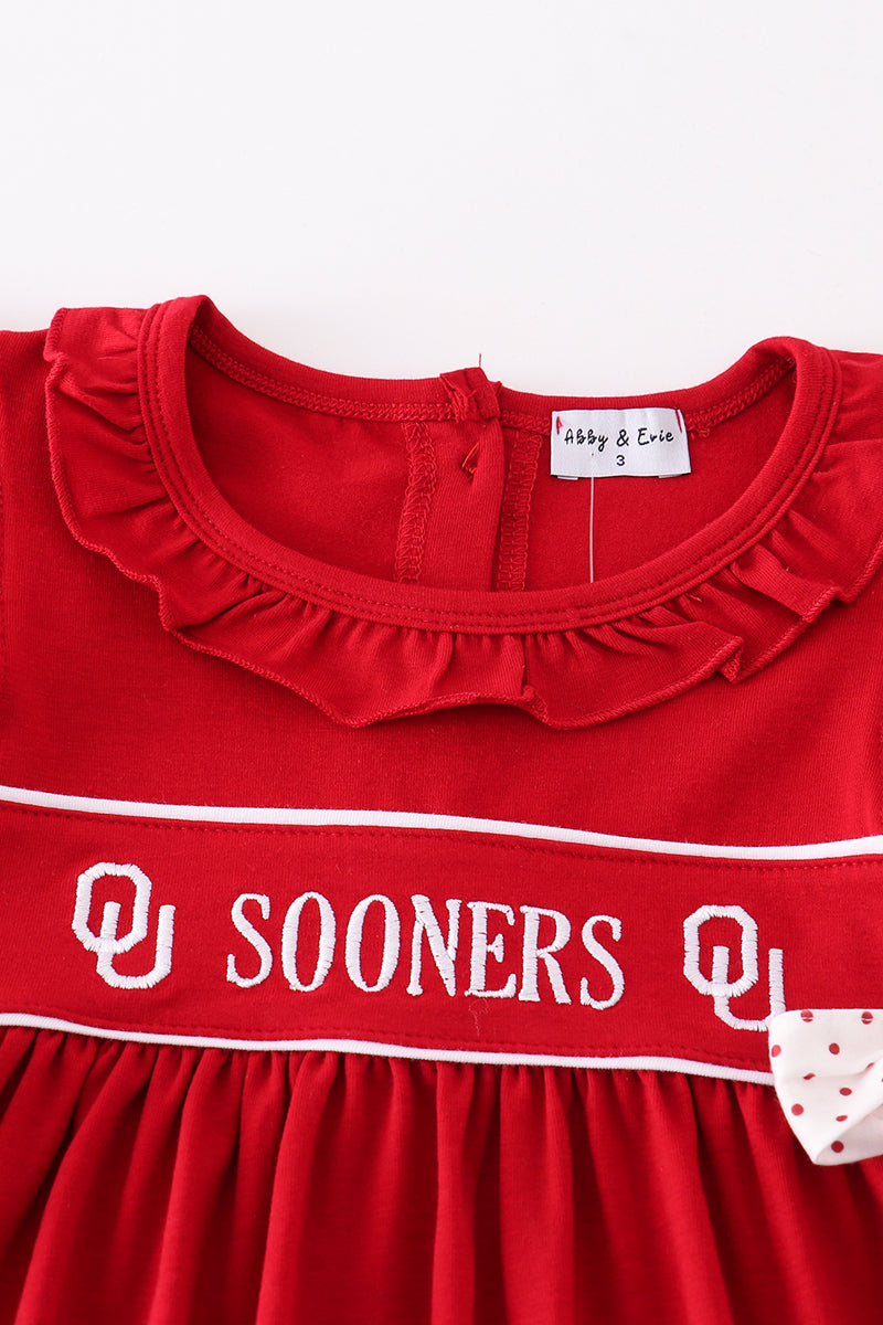 Robe brodée rouge Sooners pour fille