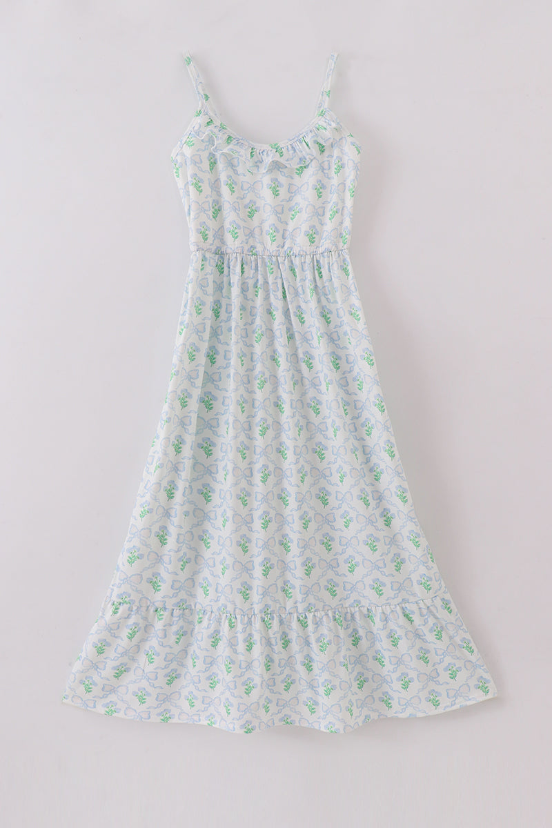 Robe mère-enfant à imprimé feuilles vertes