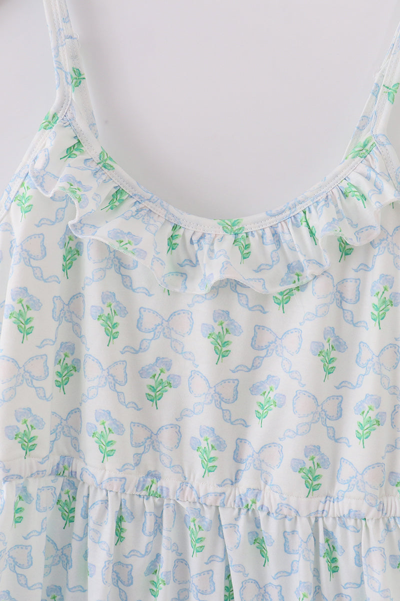 Robe mère-enfant à imprimé feuilles vertes