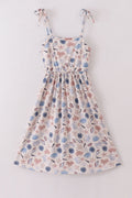 Robe mère-fille imprimée coquillages brise océanique