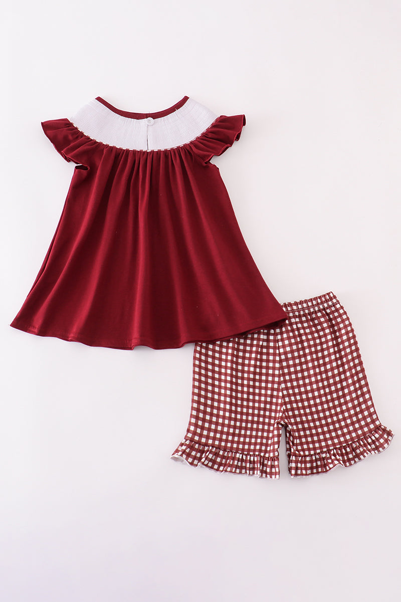 Ensemble Mississippi MSU brodé smocké à volants en vichy