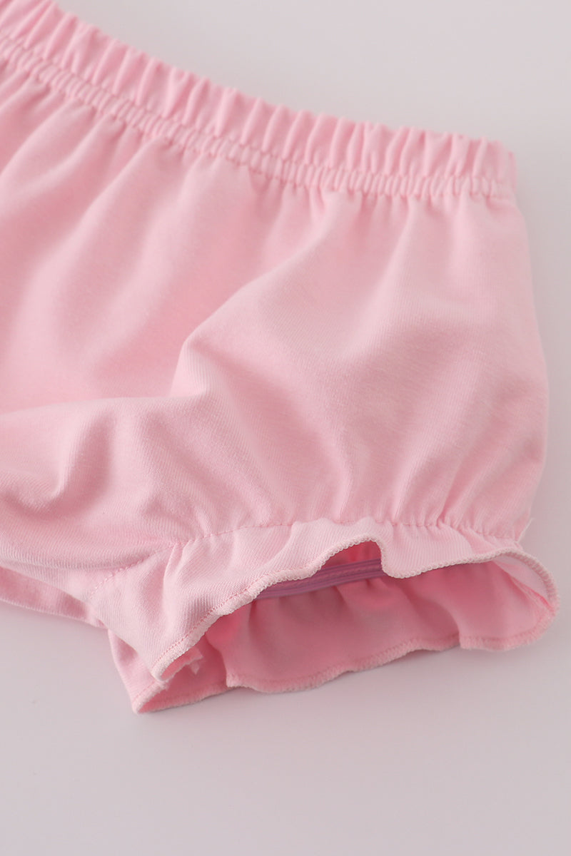 Ensemble barboteuse brodé de nœud rose