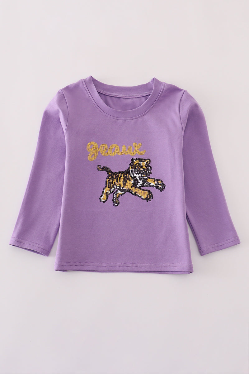 Haut à sequins violet doré LSU geaux tiger