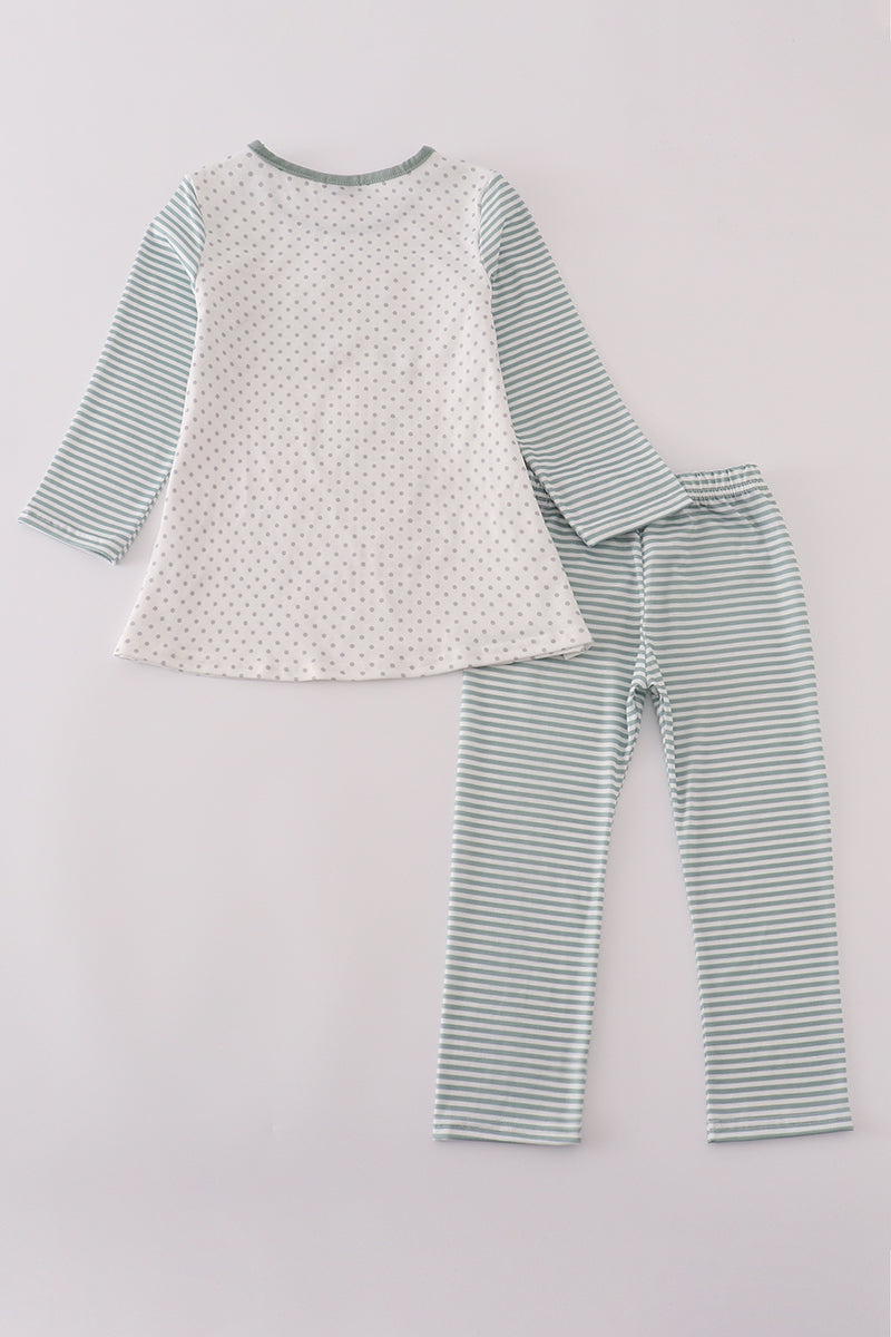 Ensemble pantalon noeud marin rayé sauge