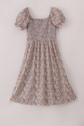 Robe de maternité smockée à imprimé floral d'automne