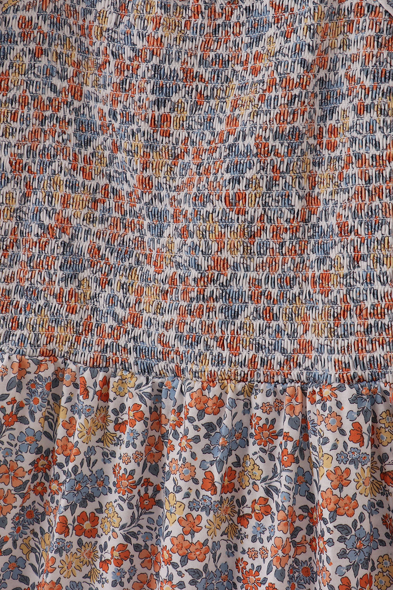 Robe de maternité smockée à imprimé floral d'automne