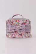 Sac à déjeuner en toile à nœud, imprimé floral violet
