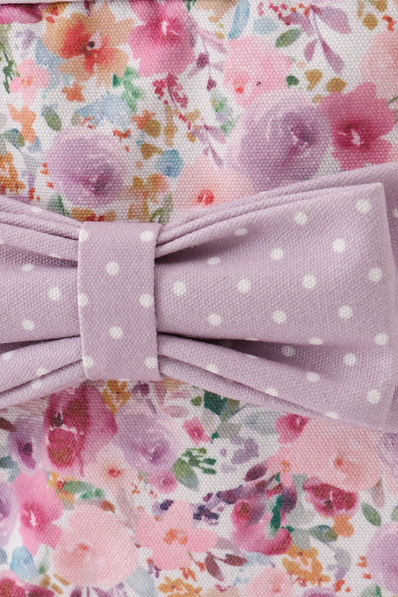 Sac à déjeuner en toile à nœud, imprimé floral violet