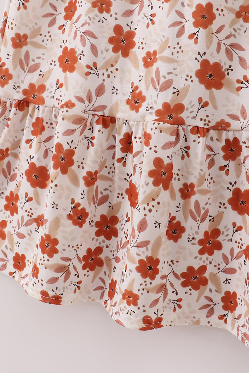 Robe maternité smockée à imprimé floral d'automne