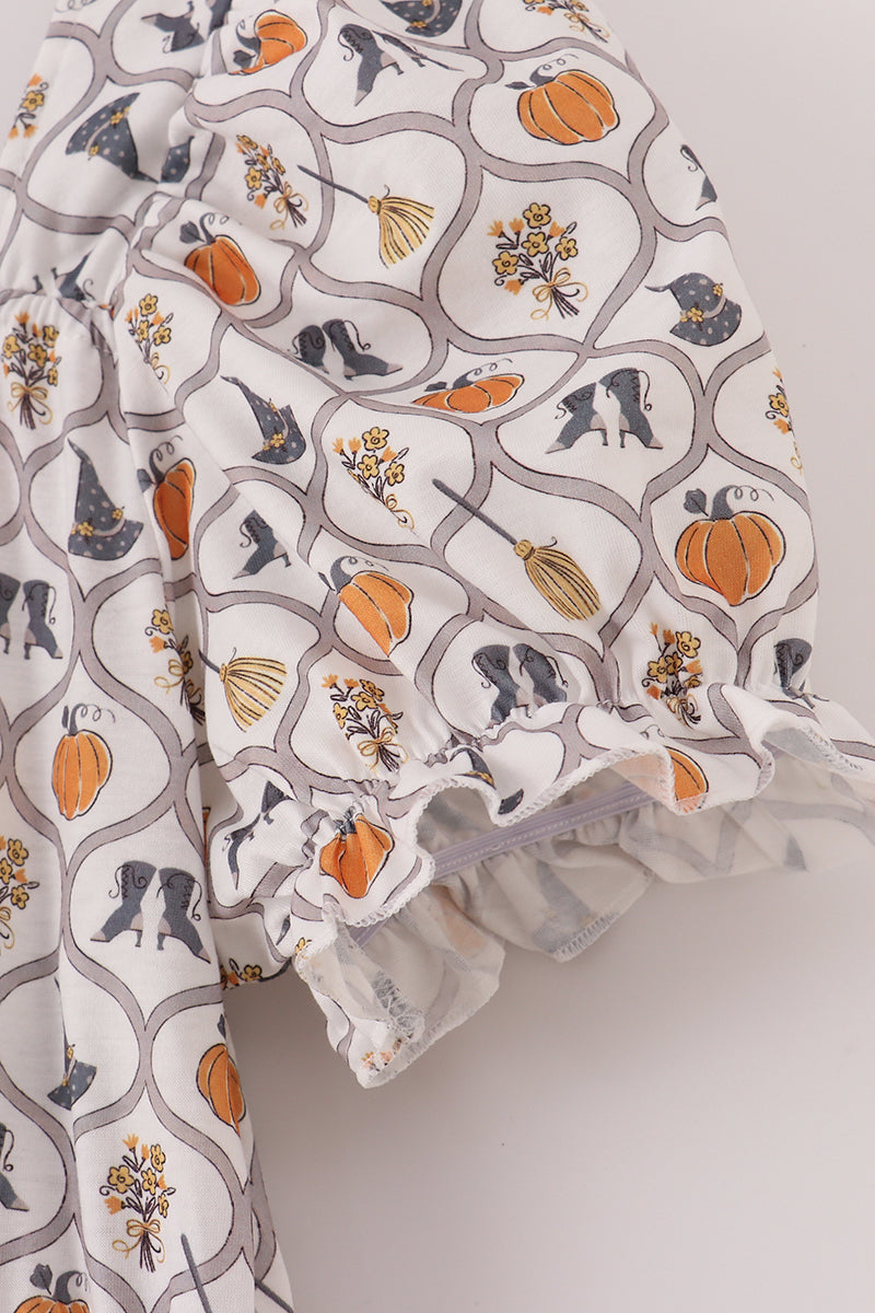 Robe de sorcière imprimée citrouille pour maman