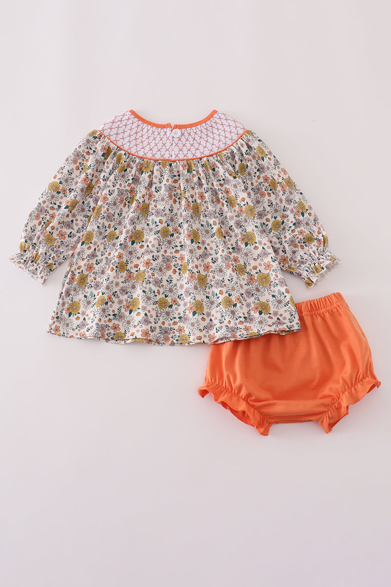 Ensemble bloomer smocké brodé floral