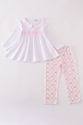 Ensemble pantalon smocké avec nœud rose